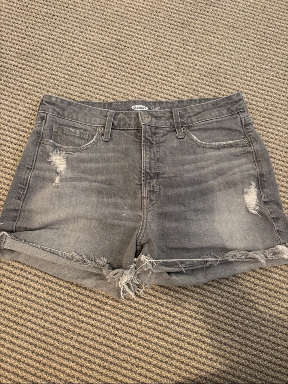 Old Navy Gray Distressed Cutoff Denim Shorts